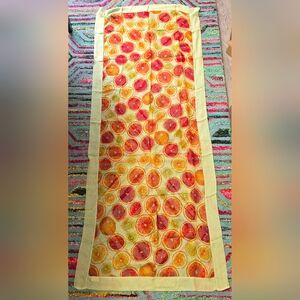 EUC Authentic Gucci Citrus‎ Print Long 100% Silk Scarf 64"x26"